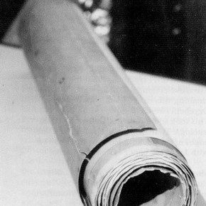 Fig.1. The rolled bundle of papers before treatment.