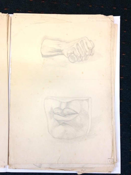 Student Drawing from the casts of David’s features (Gwen Welch 1933-37). NAS Archives.