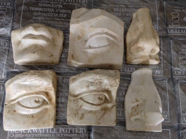 David’s eyes, mouth and nose. NAS Sculpture Department casts.
