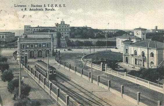 Post card showing the Royal Station of the Naval Academy at Leghorn at the end of the19th Century.