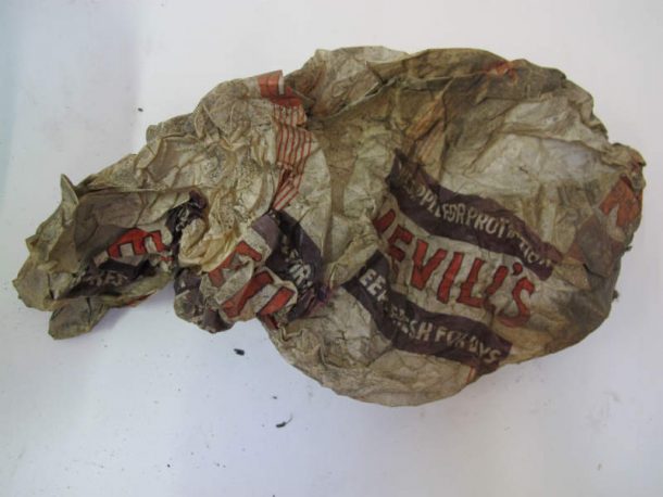 A discarded sandwich bag found inside the cast of Rosslyn Chapel (Mus. No. REPRO.1871-59). Images, J. Puisto © Victoria and Albert Museum, London.