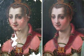 Figure 4 - Portrait of a Lady before and after retouching. Photography by Gabriella Macaro