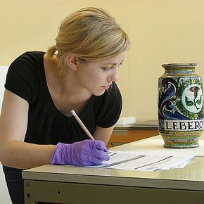 Figure 1. Helen Nodding, Condition Reporting Administrator, at work (Photography by Louise Egan)