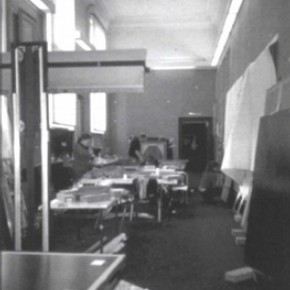 Figure 1. The team at work in the temporary studio in the former Paintings Galleries. Photography by Nicola Costaras