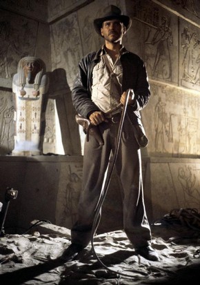 Harrison Ford as Indiana Jones in 'Raiders of the Lost Ark', 1981, costume designed by Deborah Nadoolman. Lucasfilm/Paramount/The Kobal Collection