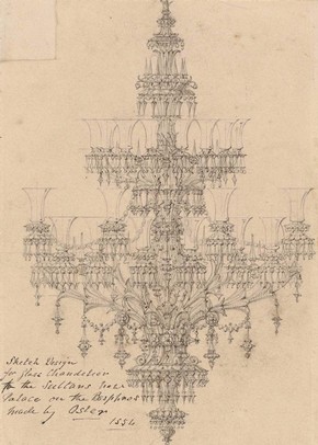 Figure 12 - Design for chandelier for sultan in Sketches and Drawings by John Thomas, Volume 1 (RIBA, 10)