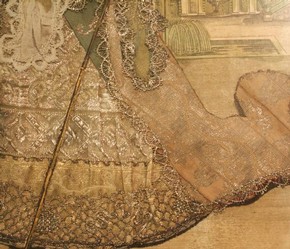 Figure 25 - Detail of the skirts of the unknown woman with spear, Antoine Trouvain, late 17th century. Museum no. 1196-1875