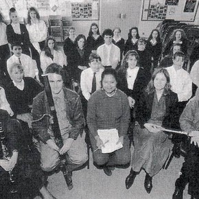 Fig 2. The London Mozart Players giving a Composite Workshop to GCSE Music Students, 1993. Reproduced with permission from The Horniman Museum, London.