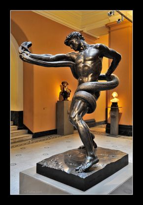 Athlete Wrestling a Python, Frederick Leighton, 1877, as displayed in the V&A’s Dorothy and Michael Hinzte Sculpture galleries in 2007. Loan from Tate, museum no. N01754. © Victoria and Albert Museum, London