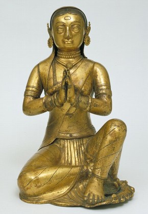 Figure 3 - Female donor figure, Negap, 1790-1810, gilt copper, 33 x 25 x 24 cm. Museum no. Im. 371-1914