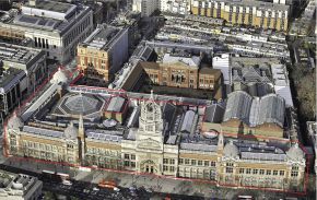 Bird’s eye view of the Aston Webb extension, highlighting the full 12,120m2 footprint of the site. © Victoria and Albert Museum, London
