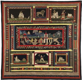 Figure 4 - 'Royal Clothograph' table cover, John Monro, 1830-1840, intarsia patchwork in wool. Museum no. E.1979.101, © Culture and Sport Glasgow (Museums)