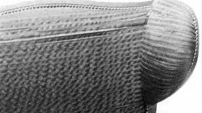 Detail of degraded horsehair cloth on mechanical chair, about 1800