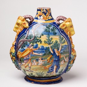 Pilgrim bottle, Nevers, France, 1600-1650. Museum no. 4361-1857