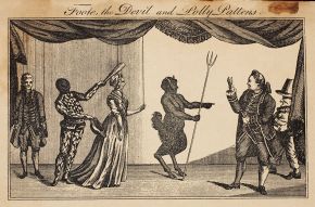 Foote, the Devil and Polly Pattens, The Macaroni & Theatrical Magazine, February 1773. Museum no. S.1004-2010. © Victoria and Albert Museum, London