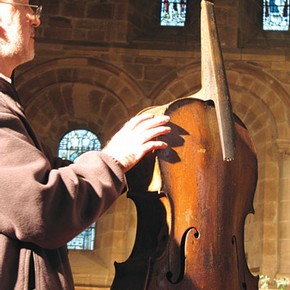 Figure 1. The Berkswell 'Cello Project, centred around a rediscovered 18th century instrument, offers many ethical, scientific, contextual and practical challenges for stringed-instrument conservator Chris Egerton (Photography by Karen Lacroix 2007)
