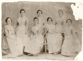 Photograph of students of the Imperial Russian Ballet School, sepia photograph, 1902