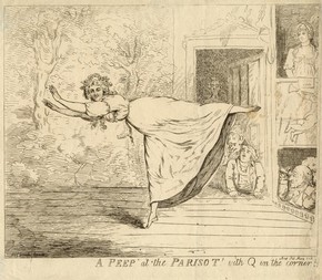 Print of A Peep at The Parisot, lithographic print, late 18th century