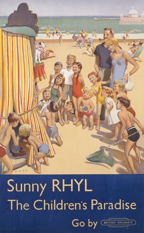 Sunny Rhyl by Douglas Lionel Mays, issued by London Midland Railways, 1952. Museum no. E.274-1952. © Victoria and Albert Museum, London. 