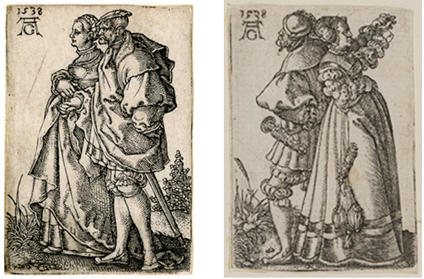Figure 18 a-b. Two plates from the series ‘Small Wedding-Dancers’ (1538)