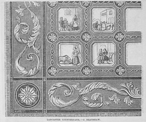 Figure 3 - Lancaster counterpane, J. Brayshaw, engraving from 'Needlework in the Crystal Palace', Illustrated Exhibitor, no. 21, 25 October 1851, p.391