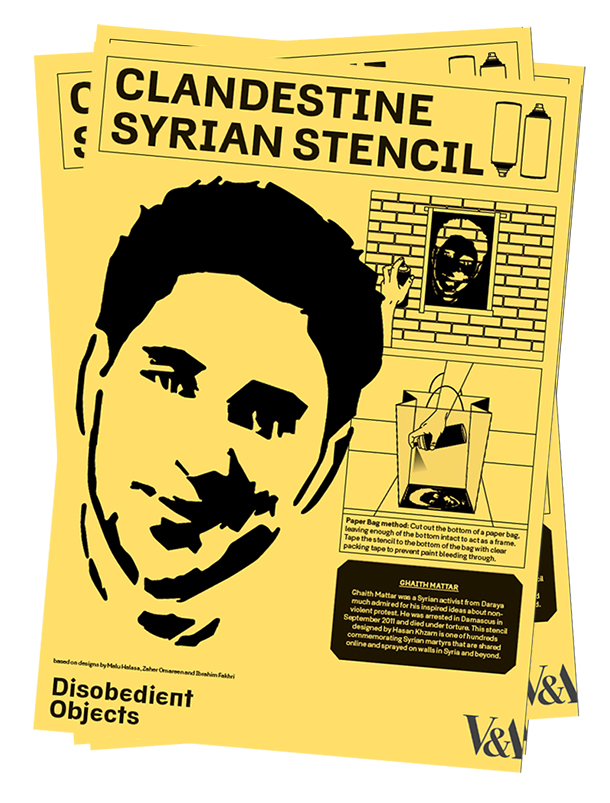How to Guide: Clandestine Syrian Stencil. Illustration by Marwan Kaabour, Barnbrook 