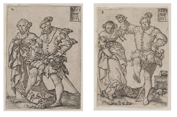 Figure 18 c-d. Two plates from the series ‘Small Wedding-Dancers’ (1551)