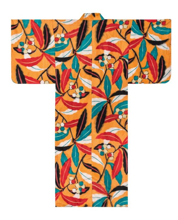 A colourful kimono decorated with floral motifs