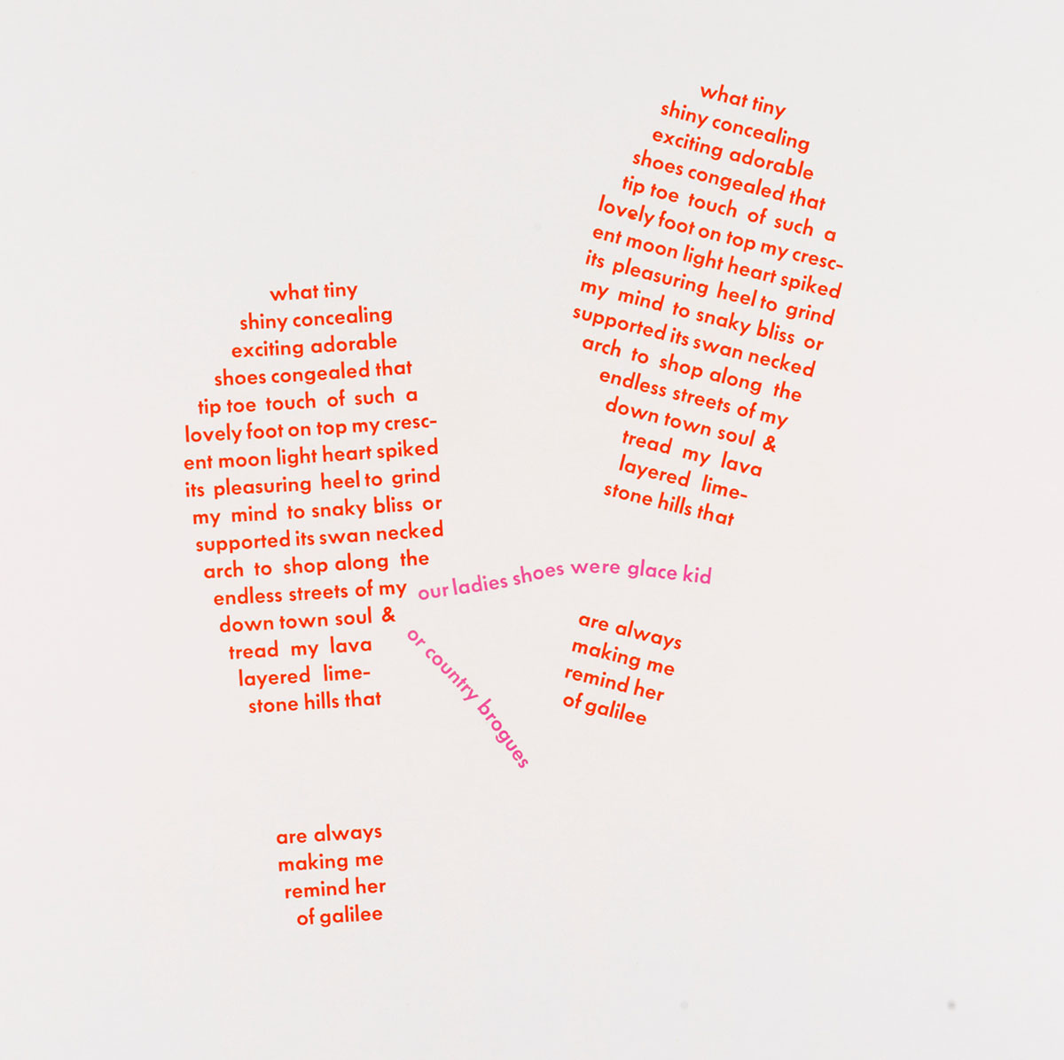 A visual poem in the shape of shoe soles