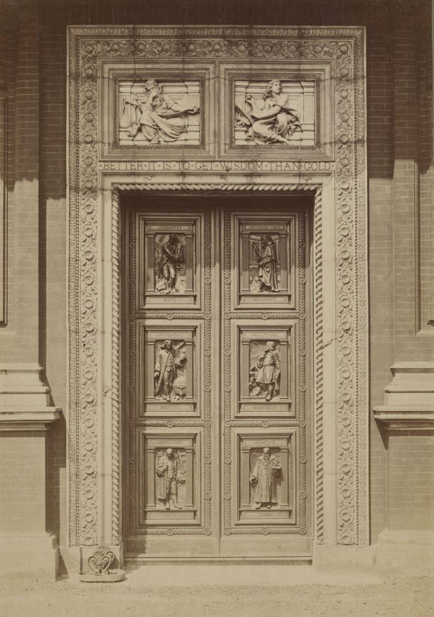 An ornate, closed door
