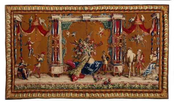 'The Camel' and 'The Acrobats', tapestry, woven in wool and silks on woollen warps, designed by Jean-Baptiste Monnoyer, made by the Beauvais Tapestry Factory, France, ca.1700- 1720 (V&A T.53-1955) © Victoria and Albert Museum, London