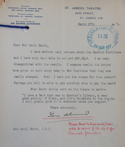 Letter from Sir George Alexander