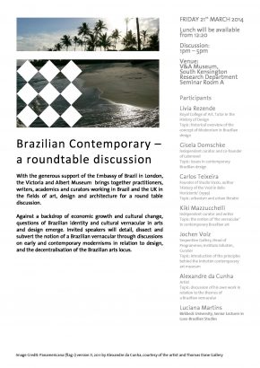 Brazilian Contemporary Roundtable Event Invite. Victoria and Albert Museum, 2014.