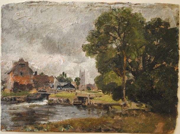 John Constable, 'Dedham Lock and Mill', 1811. oil on paper. © Victoria and Albert Museum, London.