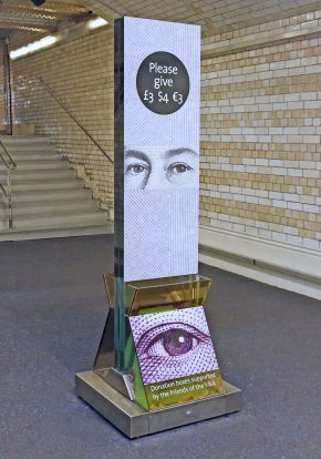 'The Eyes Have It', V&A donations case showing artist's intervention