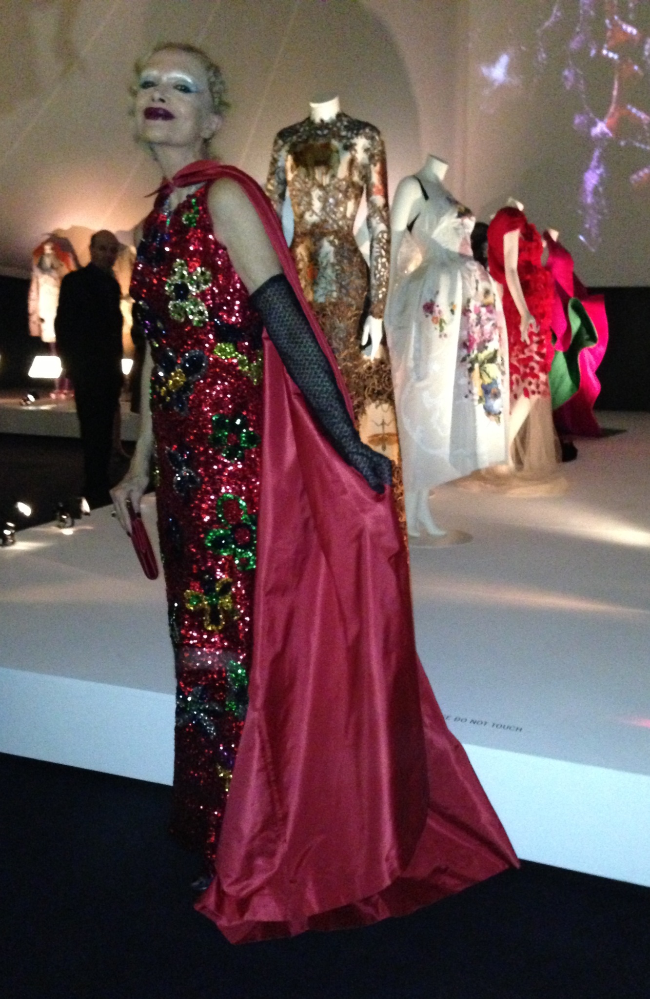 Cecilia Matteucci Lavarini wears an evening gown designed by Biki to the party which opened the V&A exhibition.