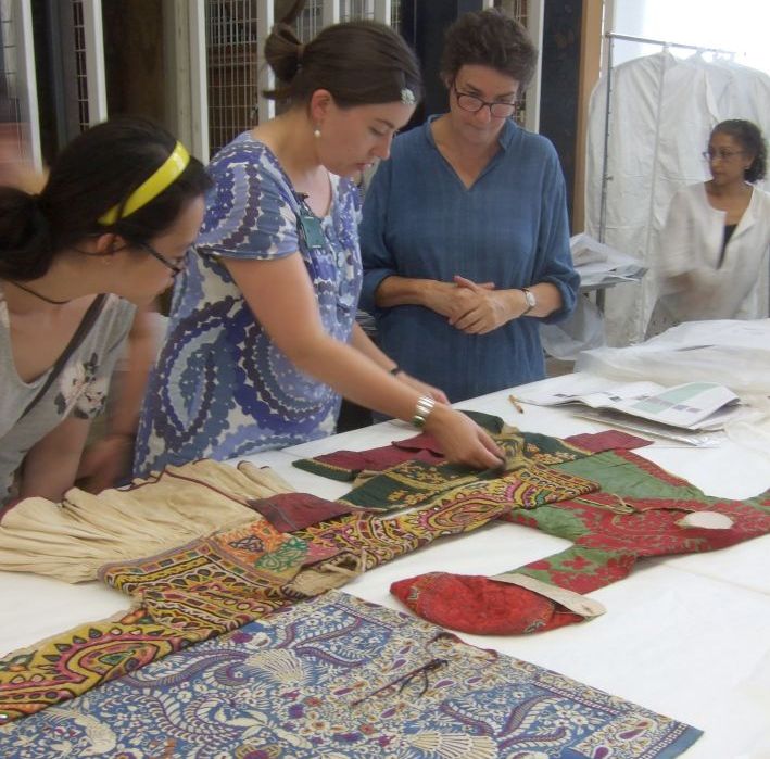 Choosing embroidered tops at the Clothworkers' Centre