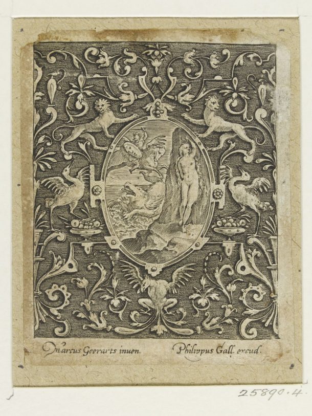 Print representing Andromeda, published in Antwerp (Belgium) by Philip Galle, after the design of Geeraerts, Object no. 25890:4. © The Victoria and Albert Museum, London