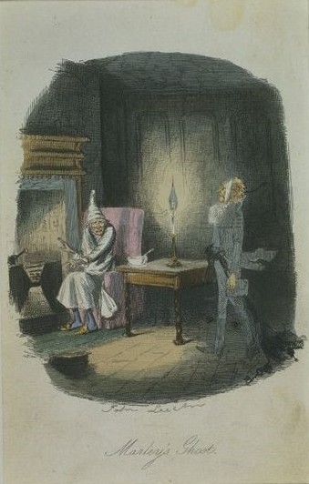 Marley’s Ghost, illustration for Charles Dickens’s A Christmas Carol, John Leech, 1843..