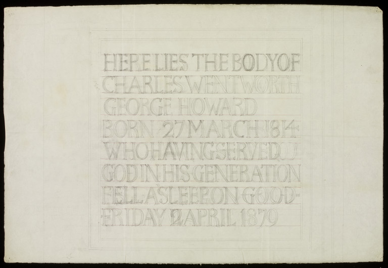 Design for a tombstone for Charles Wentworth George Howard, by Philip Webb, 1879. Museum number E.310-2014 ©Victoria and Albert Museum, London