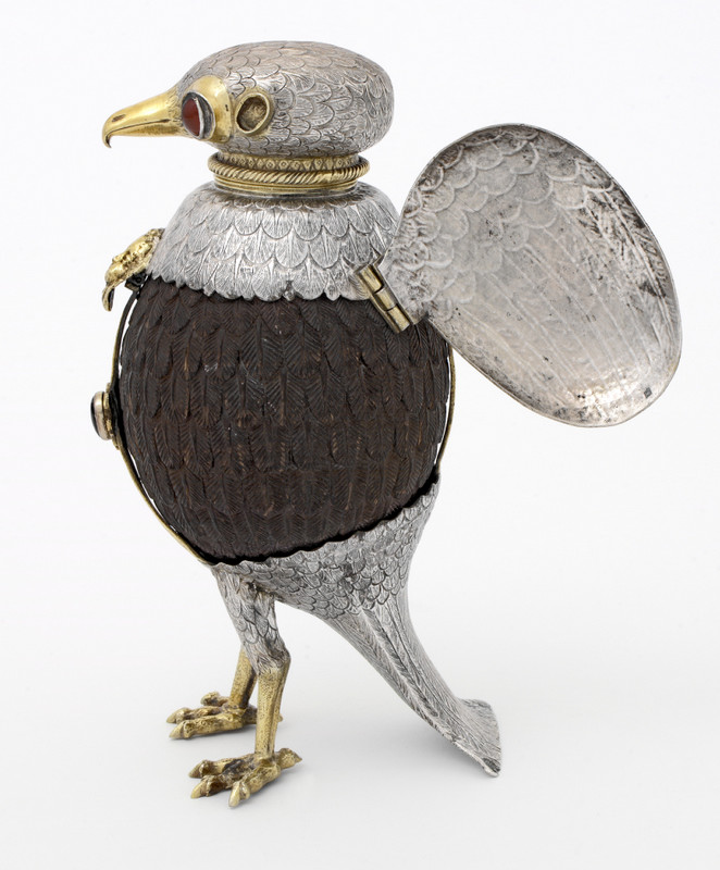 FALCON CUP (WITH OPEN WINGS) Silver, coconut, cameo, semi-precious stones Ulm (Germany), ca. 1600 Museum no. Loan:Gilbert.61:1,2-2008