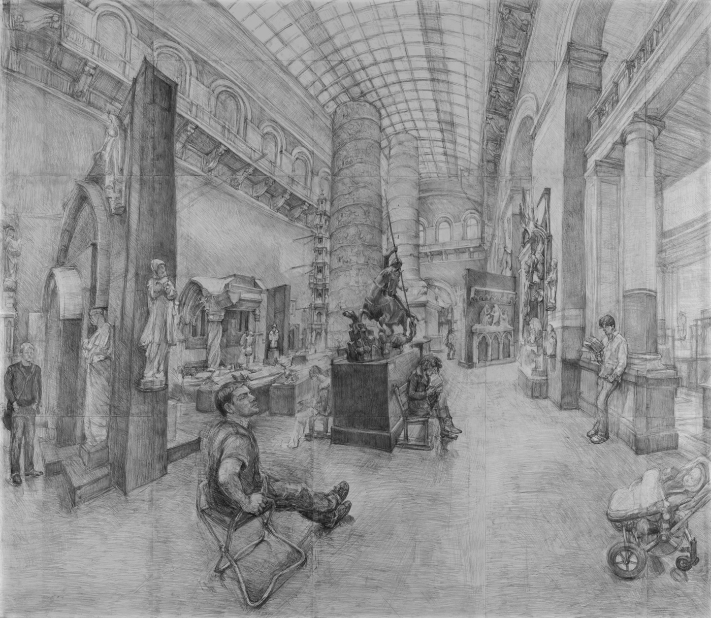Pencil drawing of Trajan in the Cast Court