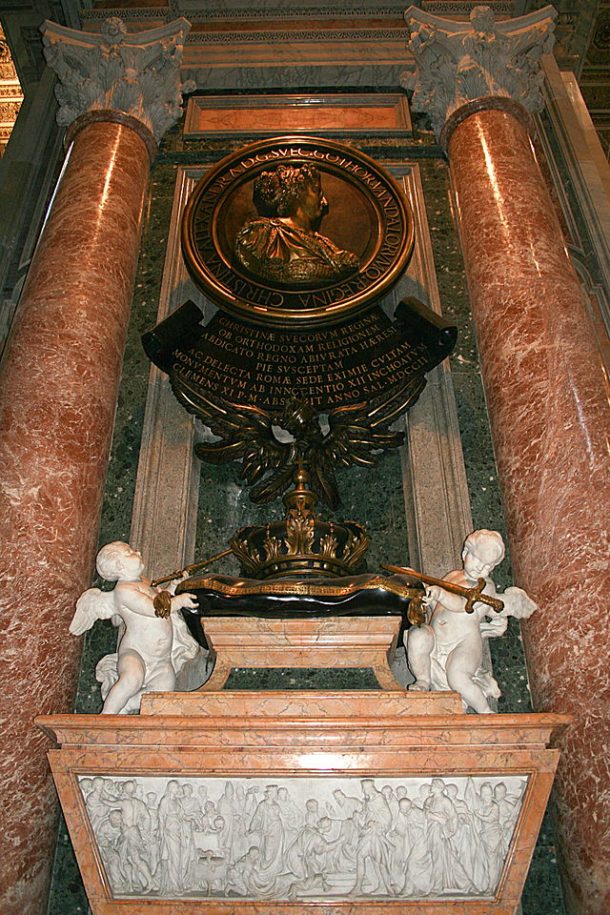 Queen Christina's monument in St. Peter's Basilica, by Fontana Carlo. Photograph by Jean-Pol Grandmont.