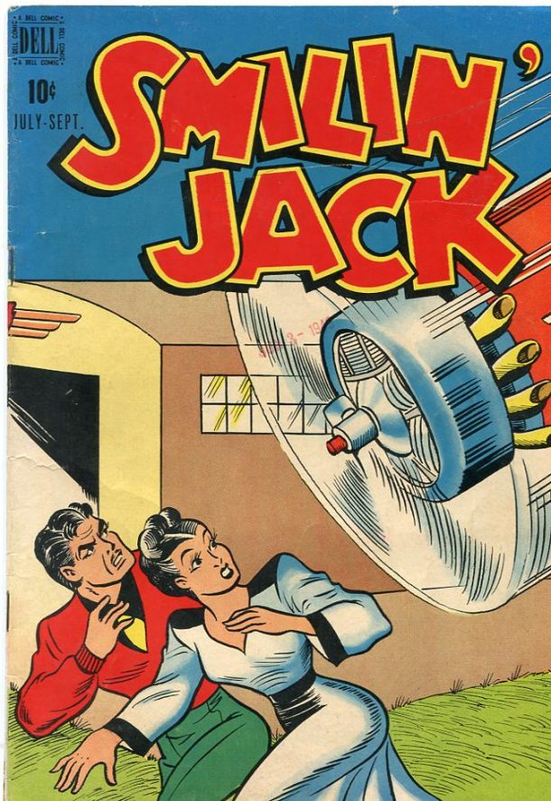 The dashing Smilin' Jack faces down another enemy. Smilin' Jack No.7, July/Sept. 1949. © Dell Comics.