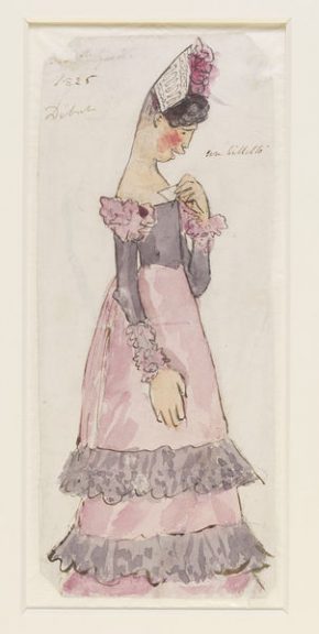 Alfred Edward Chalon, drawing of Maria Malibran in Barber of Seville, 1825. Museum number E. 3327-1922. © Victoria & Albert Museum.