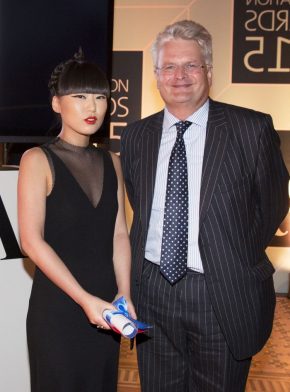 Yehrin Tong, winner of the Best book cover design category, with Michael Butler, Trustee of the Enid Linder Foundation