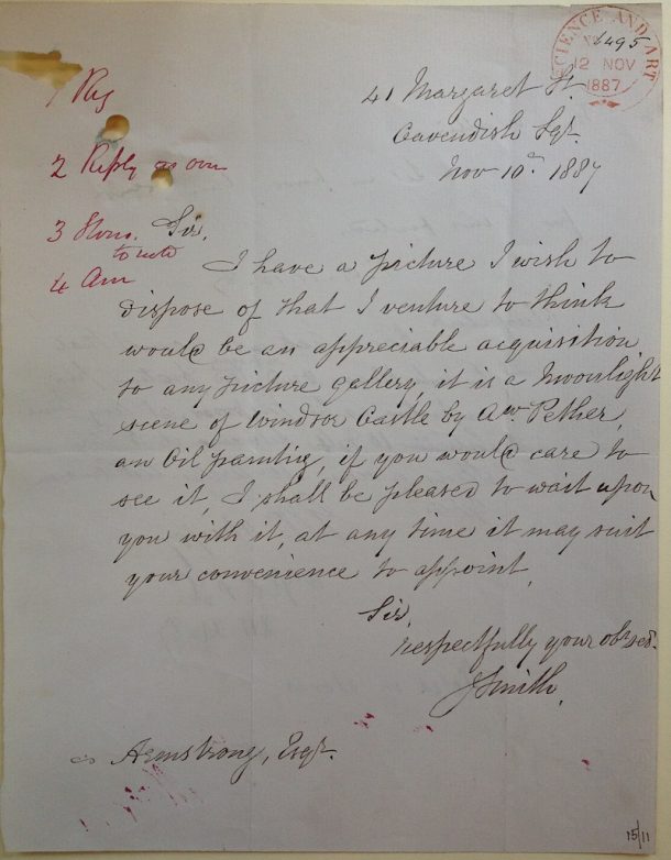 Letter from John Smith, 10 November 1887