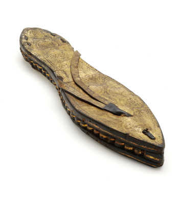 Figure 3 Gold sandal (before and after conservation), About 30 BC–AD 300, Egypt Leather, gold leaf and plant fibre V&A: 7-1888