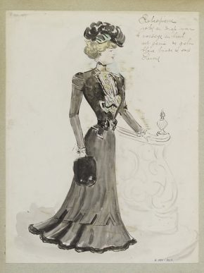 'Robespierre.' Design for a black day dress by Paquin, Summer 1898.