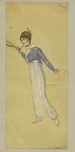 Dress worn for playing tennis. Designed by Jeanne Paquin for Summer 1914.